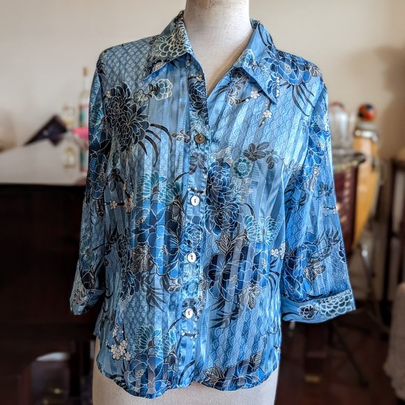 c.b. collections button-up blouse  SZ PL - Picture 2 of 16